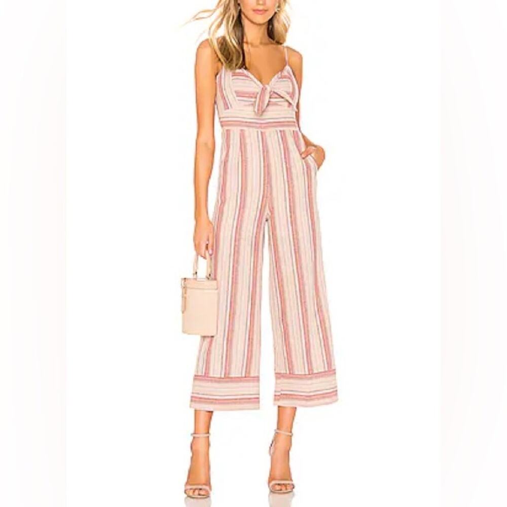 J.O.A. Striped Linen Tie Front Jumpsuit - NWT